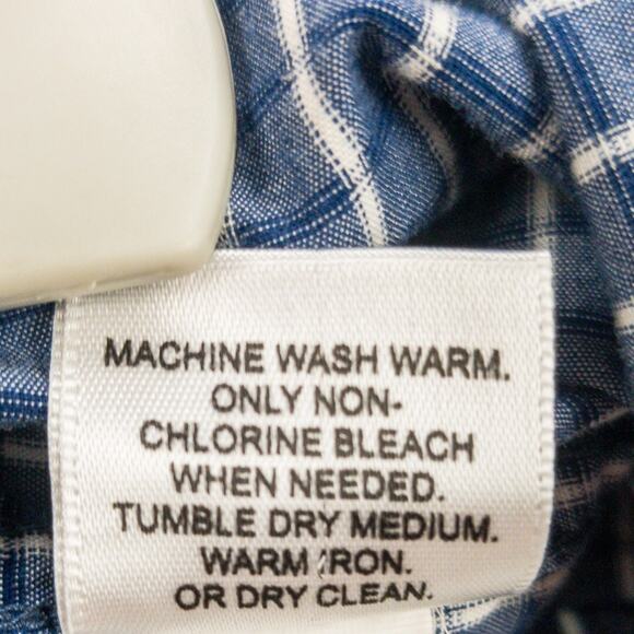 Banana Republic Short Sleeve Button-Up Shirts Men's Large 16 Lot of 2 Check Blue - Picture 14 of 15